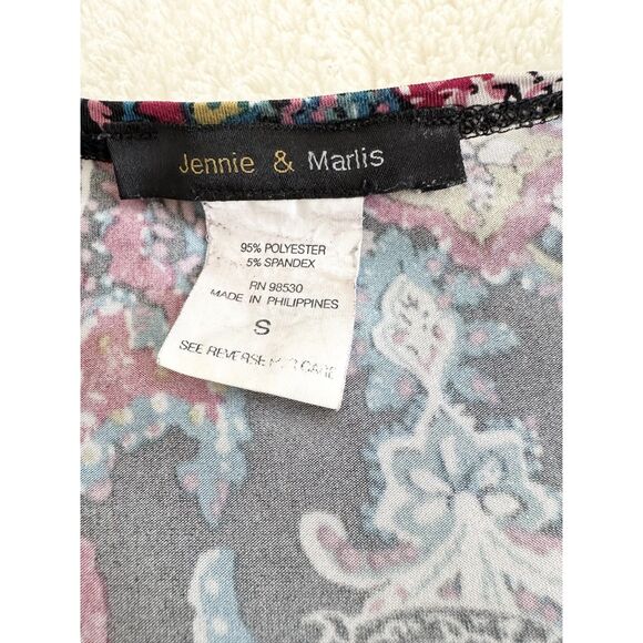 Jennie Marlis Shirt Size S Fuchsia Teal Paisley Cowl Neck Sleeveless Blouse - Picture 6 of 8